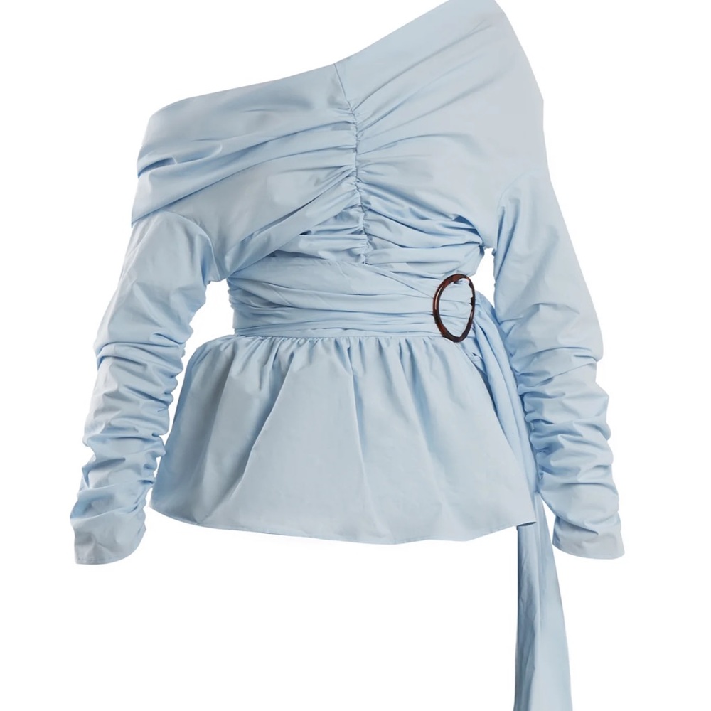 Isa Arfen Asymmetric Ruched Blouse